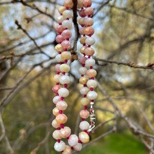 Hand-Knotted Glass Bead Necklace, Sterling Silver Magnetic Clasp